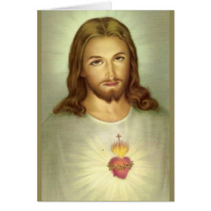Cartão Católico Sagrado Coração de Jesus Agradecimento Fu