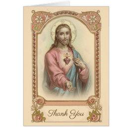 Cartão Católico Sagrado Coração de Jesus Pêsames Agradeci