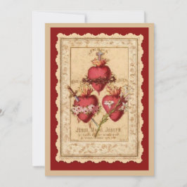 Cartão Católicos Três Corações Jesus Mary Joseph Prayer