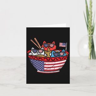 Cartão Cats Ramen Anime American Flag Usa Funny 4th Da Ju