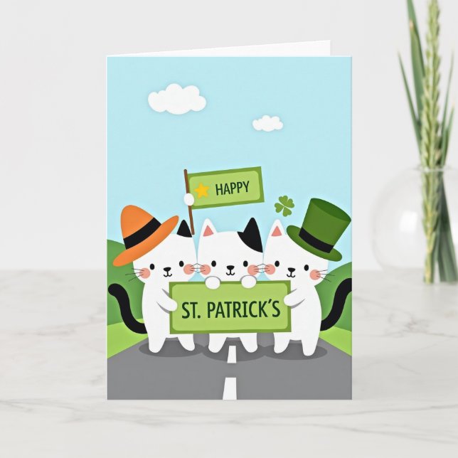 Cartão Cats St Patricks Day Fun Card (Frente)