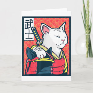Cartão Catzilla Arte de Gato Japonês Antigo Camiseta Ninj