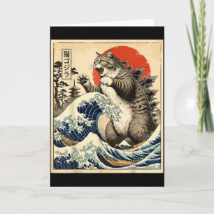 Cartão Catzilla Arte Japonês Amante de Gatos Estampa Gráf