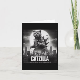 Cartão Catzilla Cat Art Japonês Engraçado