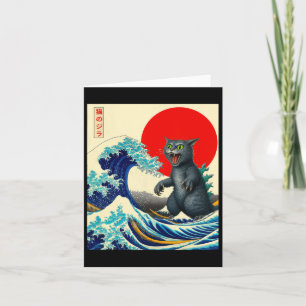 Cartão Catzilla Cat Arte Japonesa Bonita presentes Para H