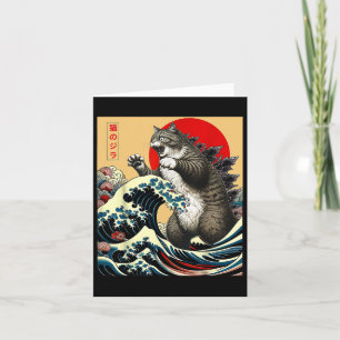 Cartão Catzilla Cat Arte Japonesa Bonita presentes Para H