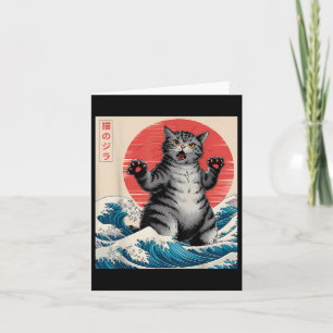 Cartão Catzilla Cat Arte Japonesa Bonita presentes Para H