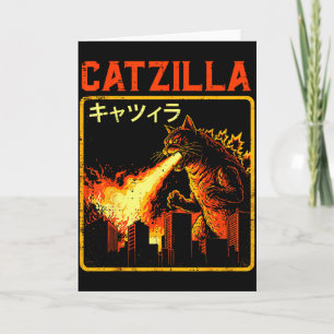 Cartão Catzilla Gato Monstro Divertido Paródia Japonesa M