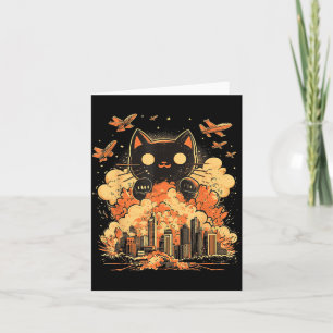 Cartão Catzilla Pôr-do-sol Japonês Gato Japão Engraçado