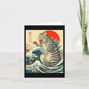 Cartão Catzilla Shorthair Cat Bonitos De Arte Japonesa Pa