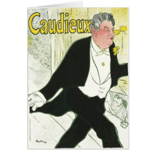 Cartão Caudieux por Toulouse Lautrec, Vintage Art Nouveau