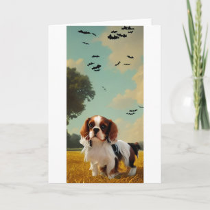 Cartão cavaleiro charles spaniel halloween AI