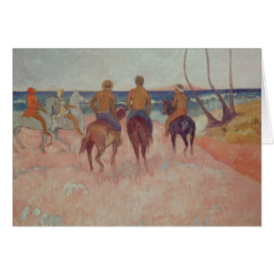 Cartão Cavaleiro de Paul Gauguin na praia 1902