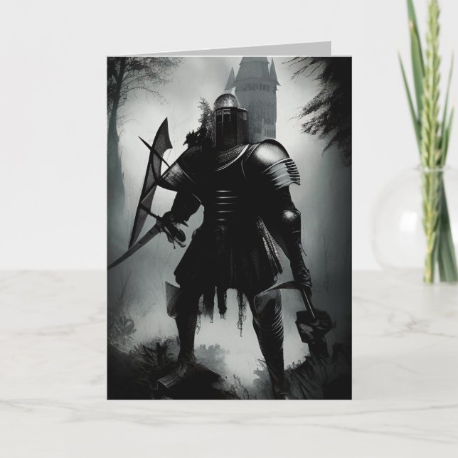 Cartão Cavaleiro Escuro Medieval (Frente)