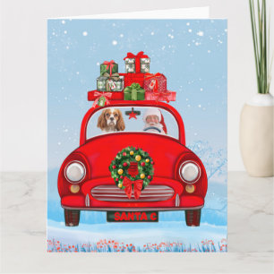 Cartão Cavaleiro Rei Cachorro no carro com Papai Noel