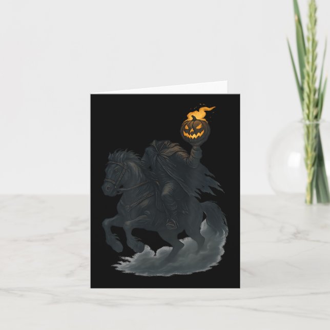 Cartão Cavaleiro Sem Cabeça Com Humpkin Halloween Motif (Frente)