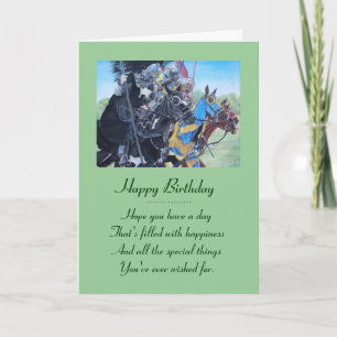 Cartão cavaleiros medievais históricos a jorrar em cavalo