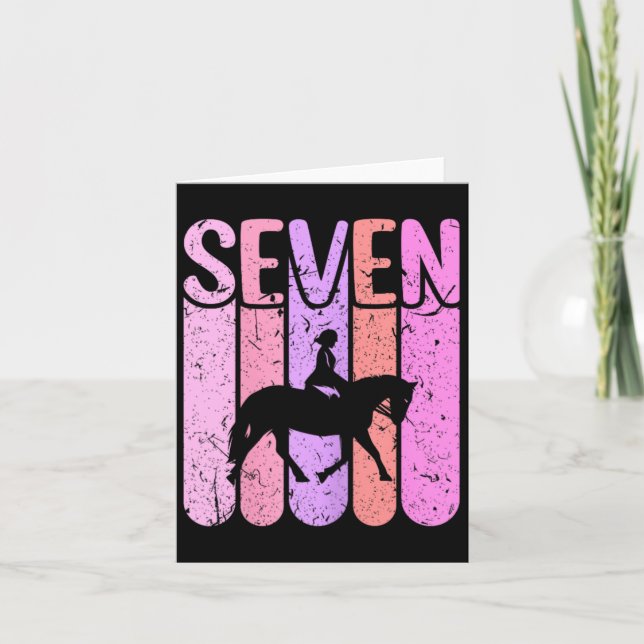 Cartão Cavalgada de Aniversário de 7 anos da Garota do Ca (Frente)