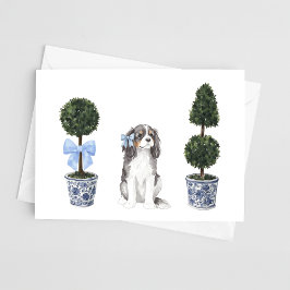 Cartão Cavalier De Três Colores Cavalier Puppy Topiary Wa