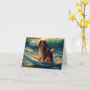 Cartão Cavalier King Beach Surfing Painting
