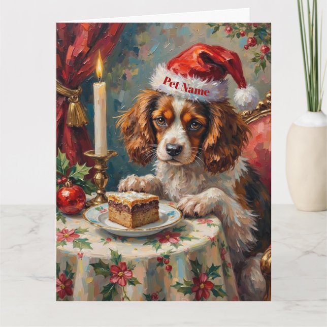 Cartão Cavalier King Charles Christmas Pudding Tea Party  (Frente)