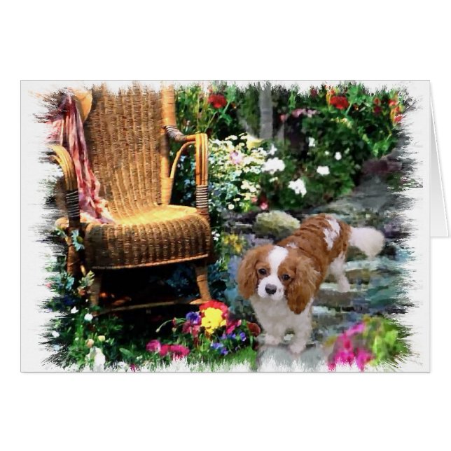 Cartão Cavalier King Charles Spaniel Art (Frente Horizontal)