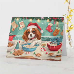 Cartão Cavalier King Charles Spaniel Assando no Natal