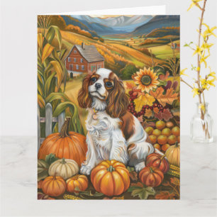 Cartão Cavalier King Charles Spaniel Autumn Ação de Graça