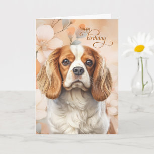Cartão Cavalier King Charles Spaniel Cachorro Flor de Ani