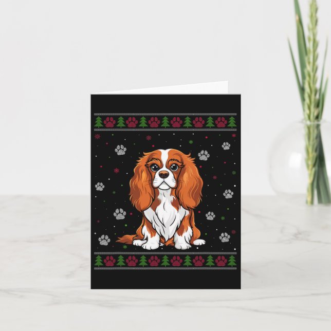 Cartão Cavalier King Charles Spaniel Christmas Sweater Do (Frente)