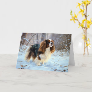 Cartão Cavalier King Charles Spaniel Deixe Nevar Natal