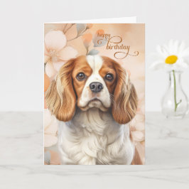 Cartão Cavalier King Charles Spaniel Dog Blossom Birthday