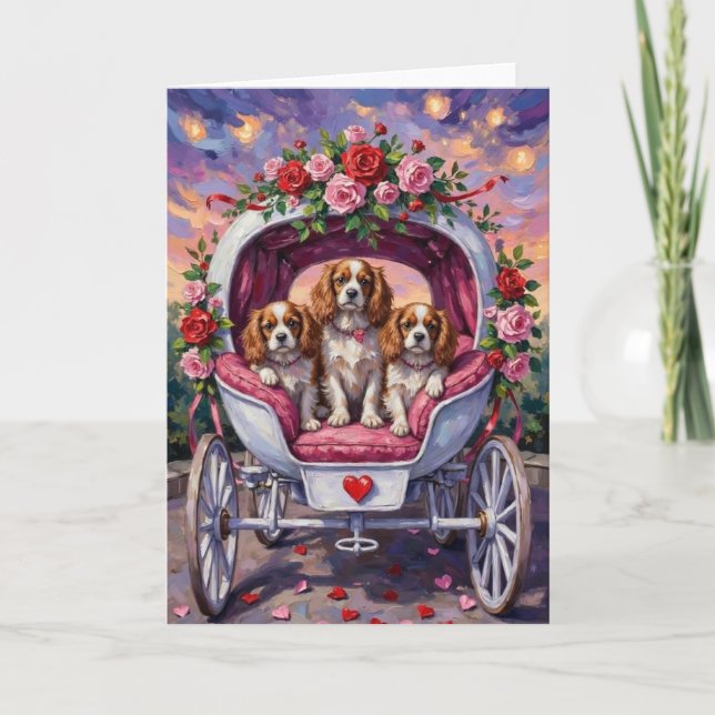 Cartão Cavalier King Charles Spaniel Dog Valentine's Day (Frente)