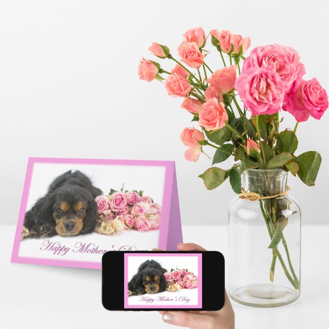 Cartão Cavalier King Charles Spaniel Feliz Dia das Mães (Criador carregado)