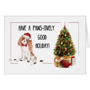 Cartão Cavalier King Charles Spaniel Funny Cog de Natal