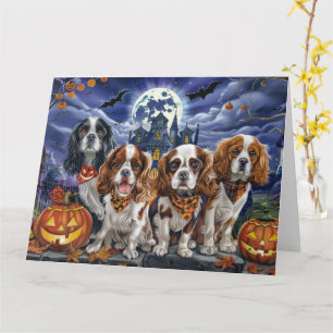 Cartão Cavalier King Charles Spaniel Halloween Assustador