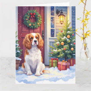Cartão Cavalier King Charles Spaniel Natal Nevado