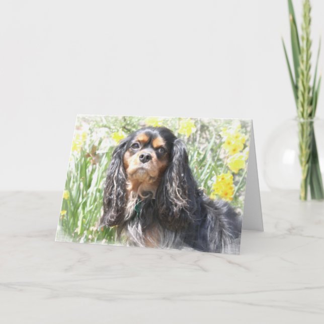 Cartão Cavalier King Charles Spaniel Pintado cumprimentan (Frente)