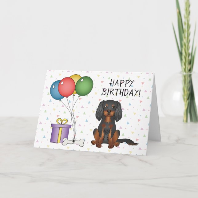 Cartão Cavalier King Charles Spaniel Preto e Castanho de  (Frente)