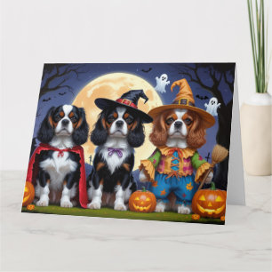 Cartão Cavalier King Charles Spaniel Pumpkin Halloween