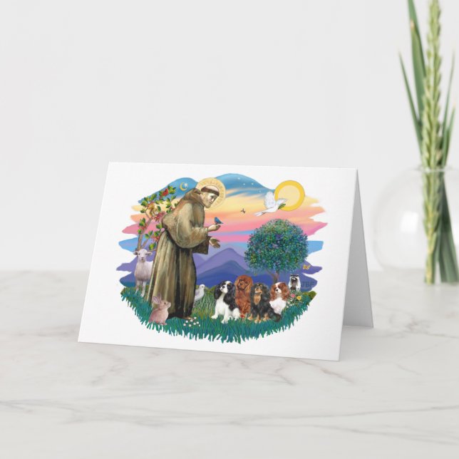 Cartão Cavalier King Charles Spaniels (quatro) (Frente)