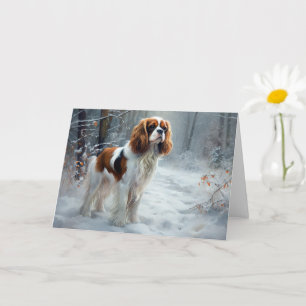 Cartão Cavalier King Deixe Nevar Natal Escovado