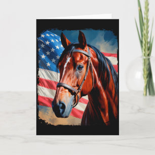 Cartão Cavalo 4 de Julho Patriótico Cavalo Bandeira Ameri