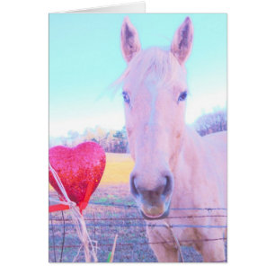 Cartão Cavalo Amarelo e Coração Vermelho