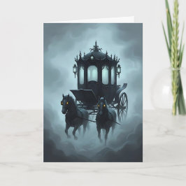 Cartão Cavalo Assombrado Carruagem Desenhada Halloween