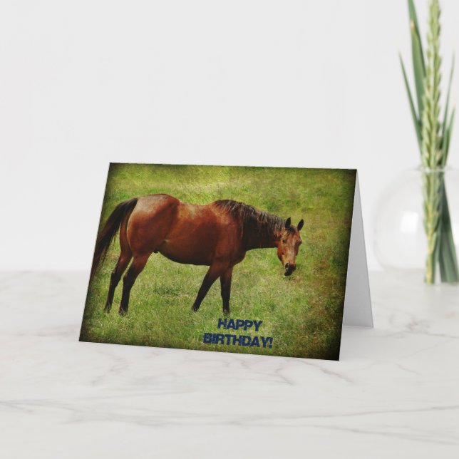 Cartão Cavalo Baio, Aniversário (Frente)
