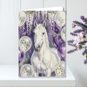 Cartão Cavalo Branco Caprichoso Sob o Aniversário da Wist