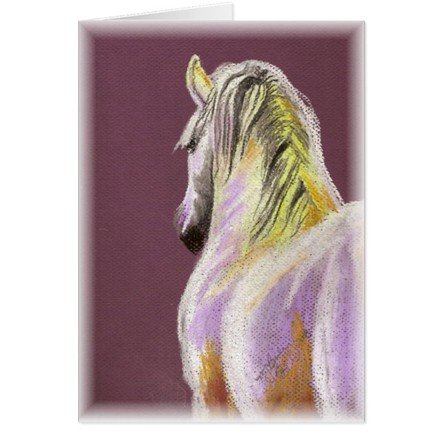 Cartão Cavalo branco no roxo (Frente)
