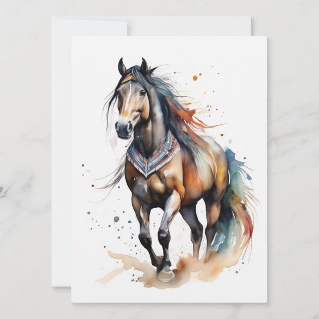 Cartão Cavalo Colorido abstrato (Frente)
