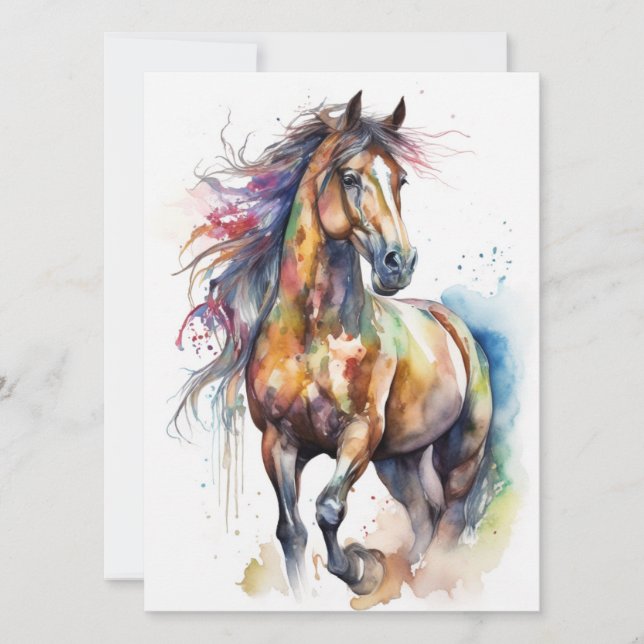 Cartão Cavalo Colorido abstrato (Frente)